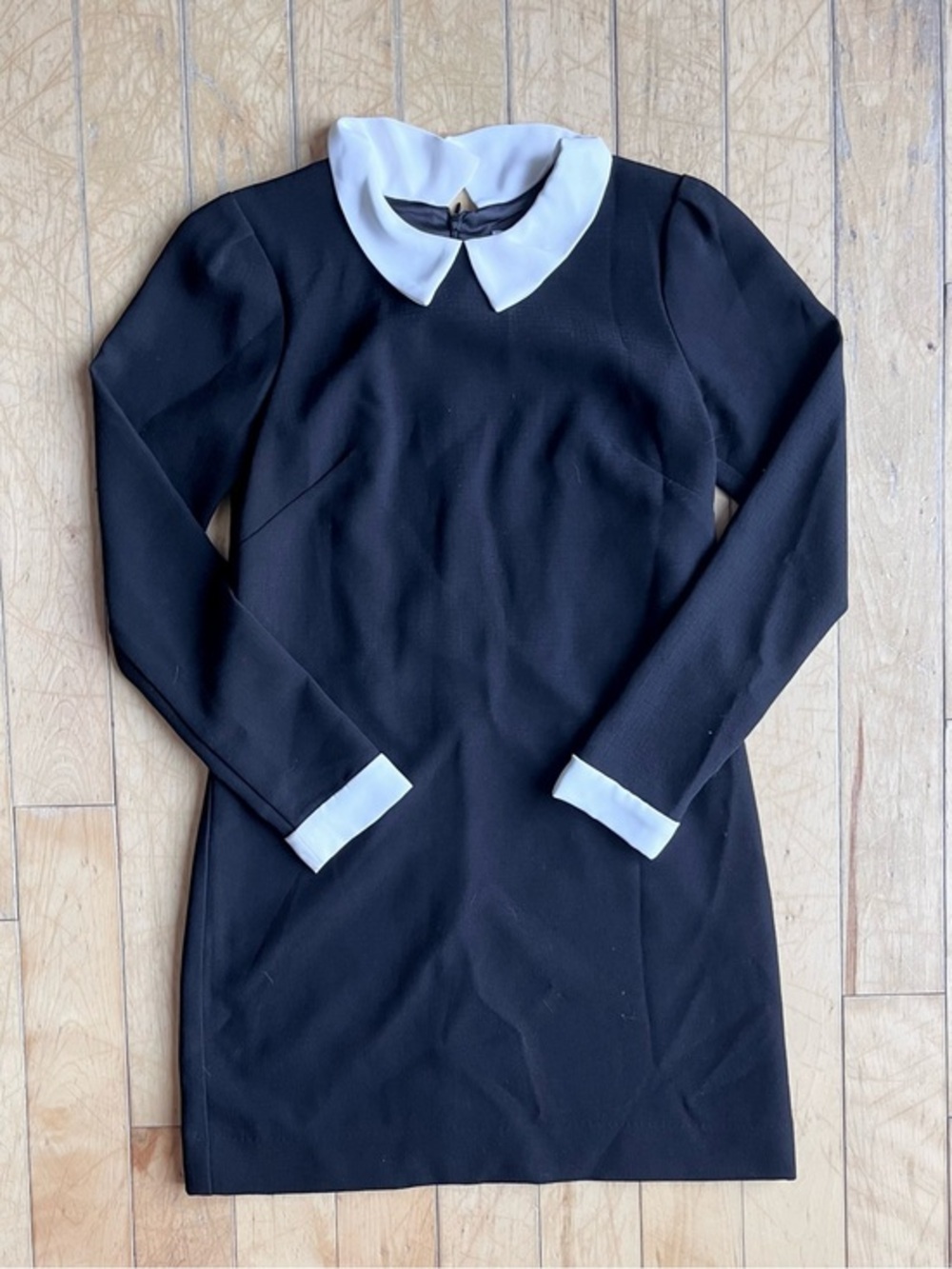 Birds of North America Skimmer Peter Pan Collar Shift Dress Black & White Size 4